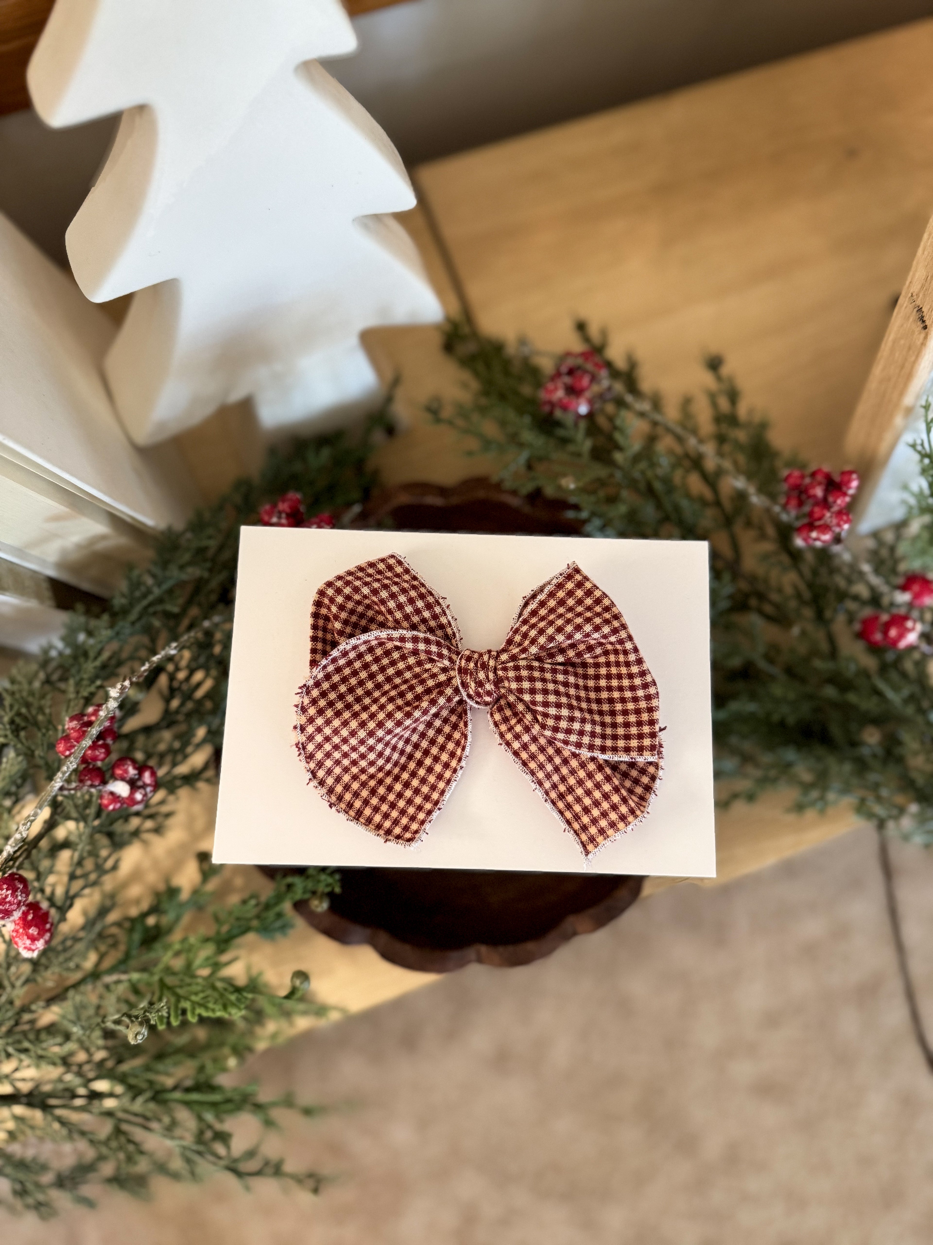 Clove Mini Checkered Fable Bow