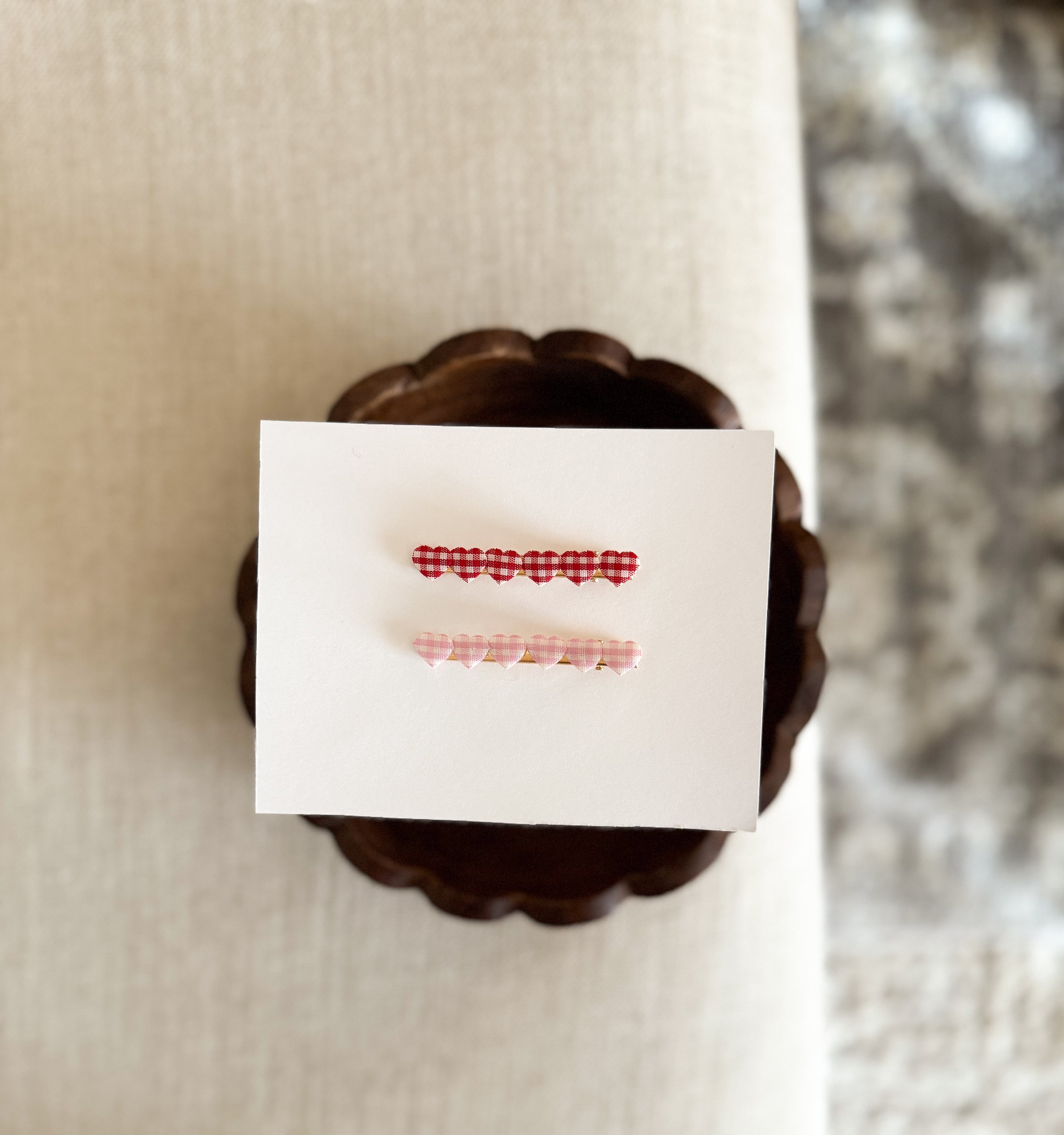 Gingham Heart Clip