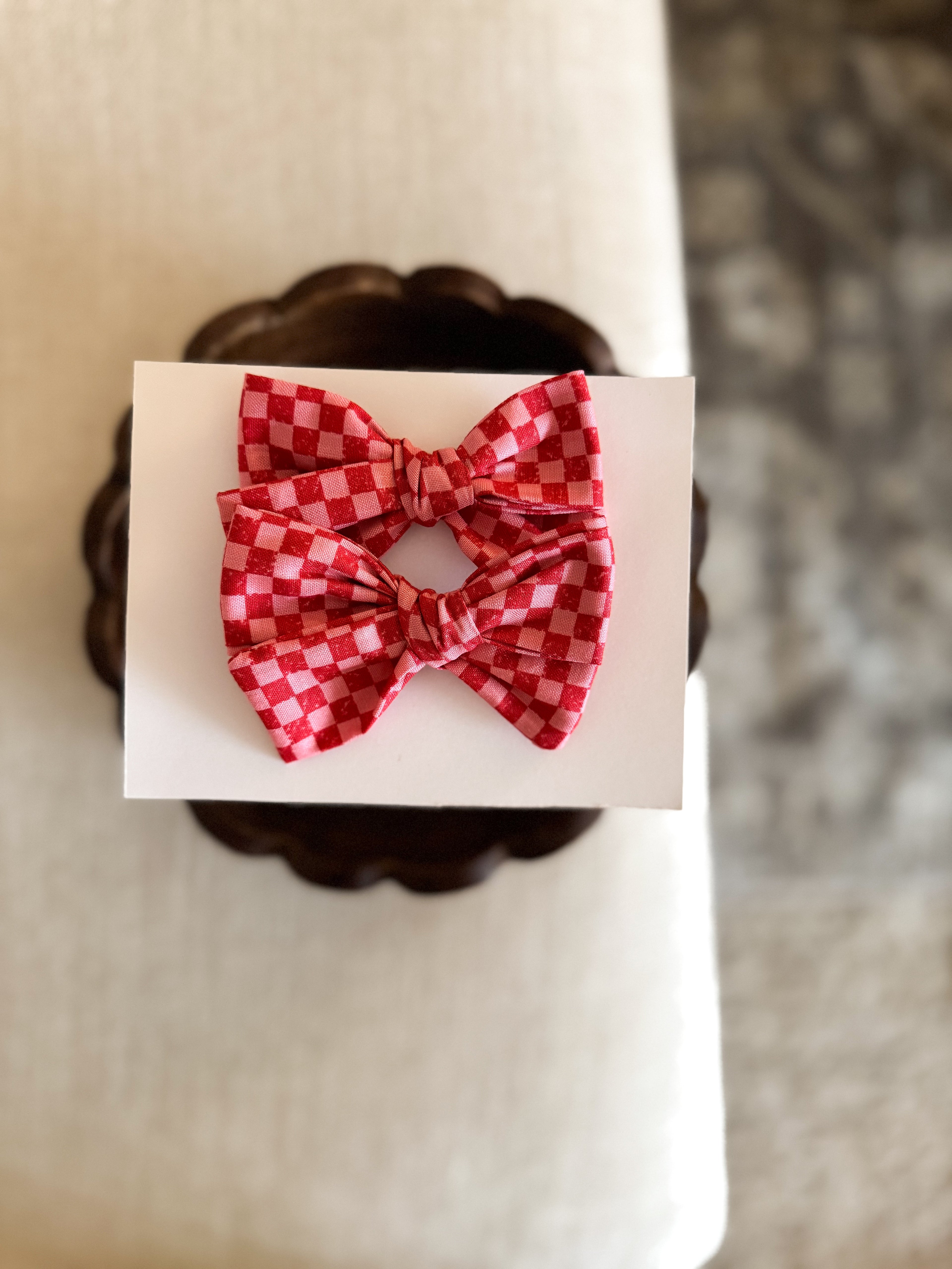Cherry Bomb Checkered Hand Tied Bow