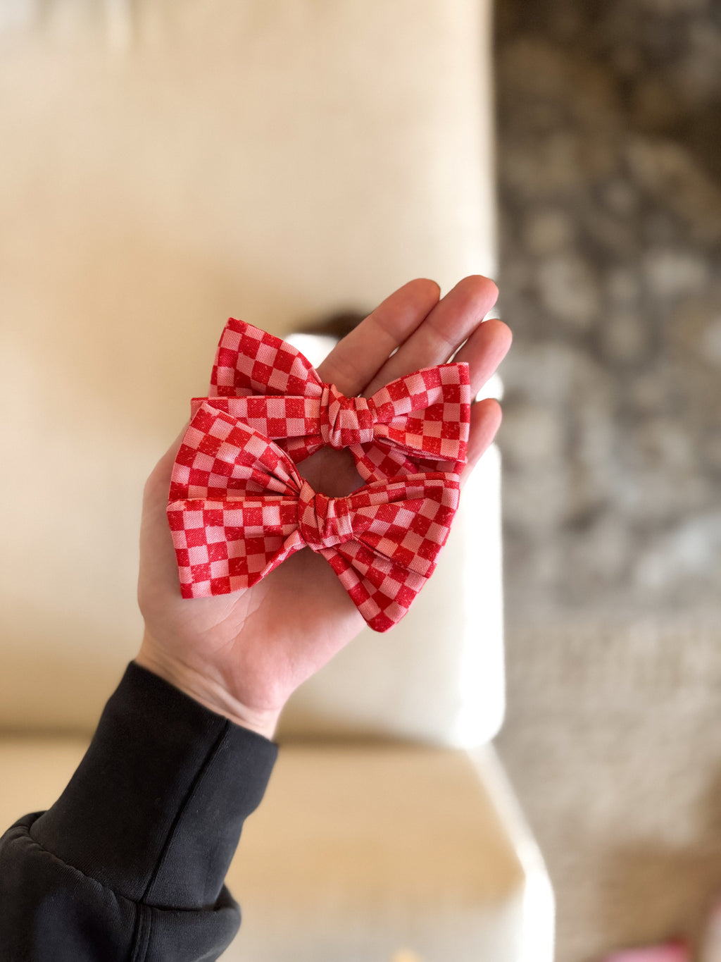 Cherry Bomb Checkered Hand Tied Bow