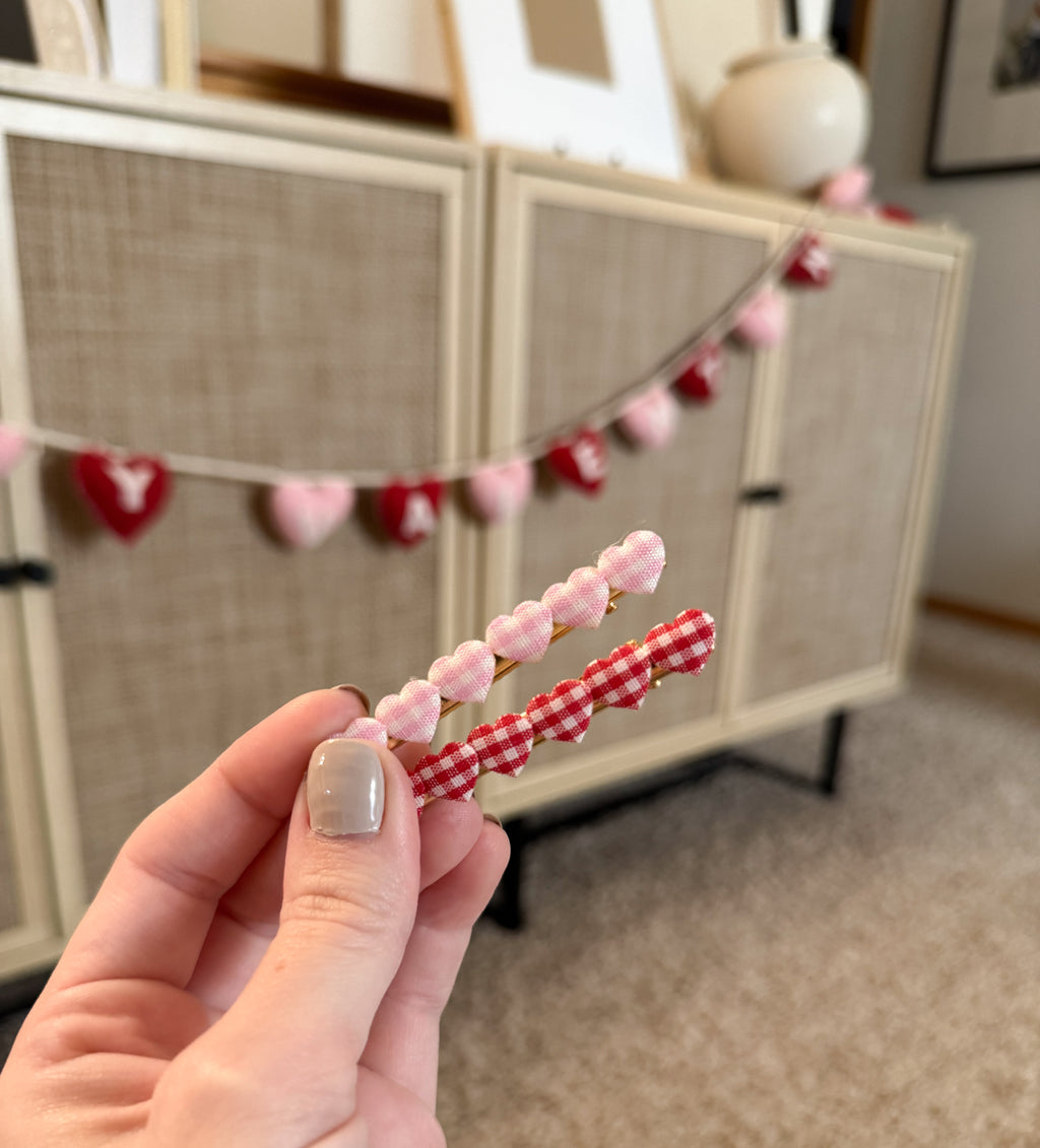 Gingham Heart Clip